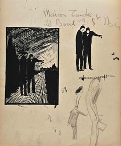 Men - Original Drawing by Norbert Meyre - Mid-20th Century