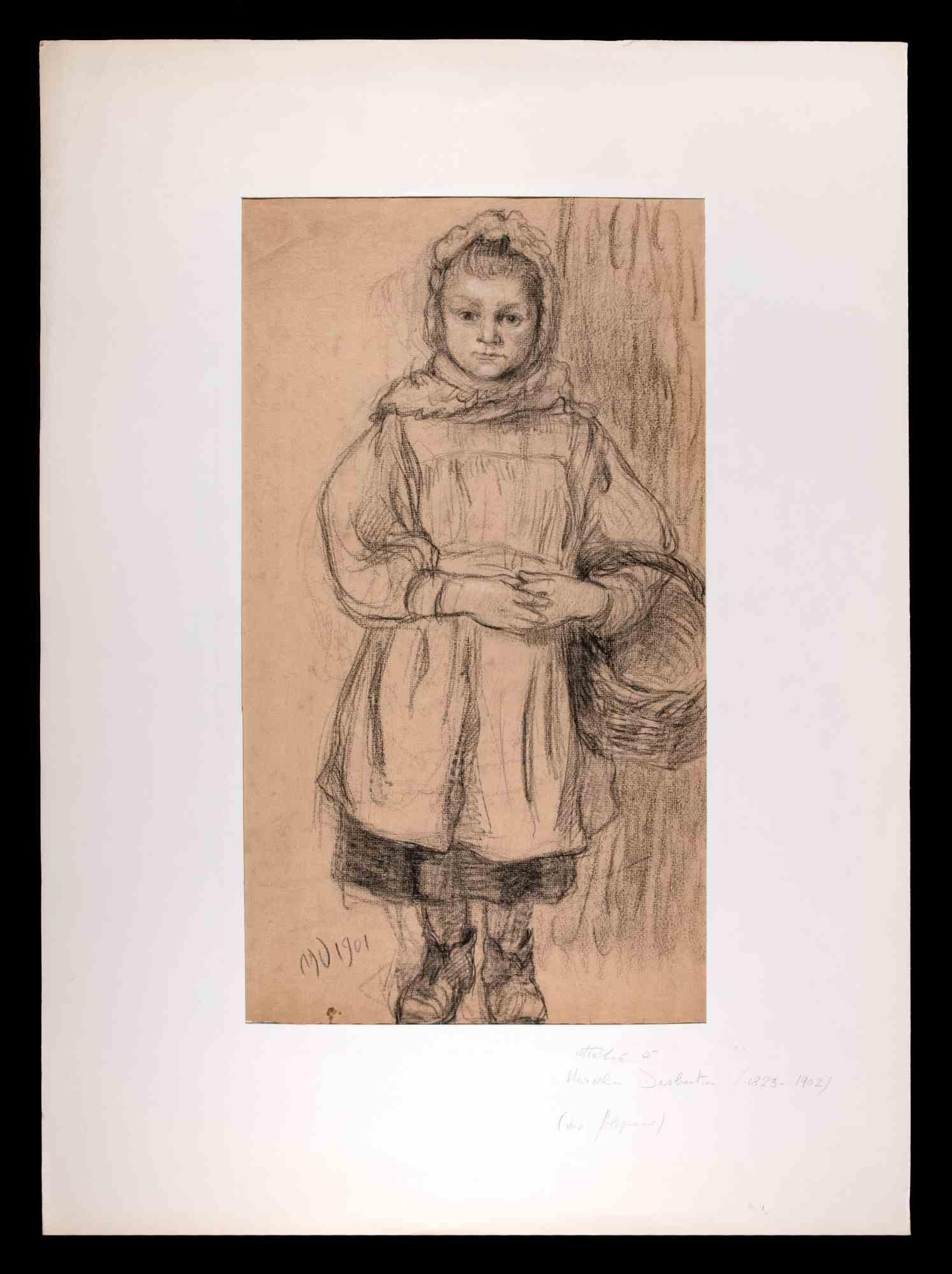 Portrait d'enfant est une oeuvre d'art originale attribuée à Marcellin Desboutin. Dessin original, monogrammé au crayon dans la marge inférieure gauche et daté de 1901.

Passpartout inclus cm 70x52.

Bonnes conditions. 

Marcellin Desboutin