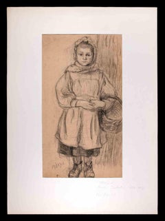Portrait d'enfant - dessin original de Marcellin Desboutin - 1901