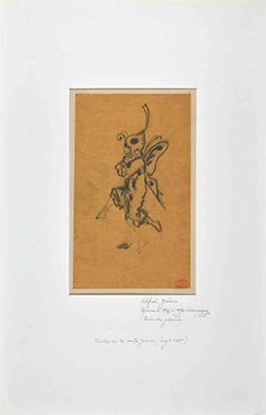 Little Butterfly-Fairy - Original Drawing by Alfred Grevin - Late 19th Century