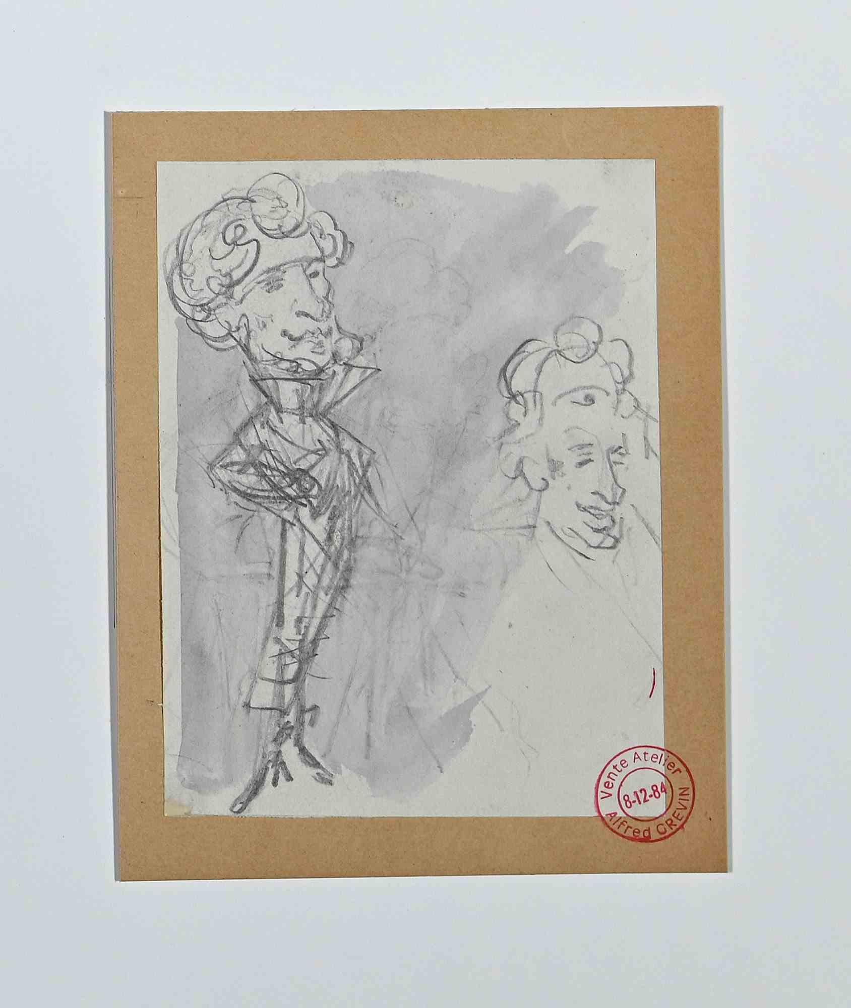 Portraits - Original Drawing by Alfred Grevin - Late 19th Century