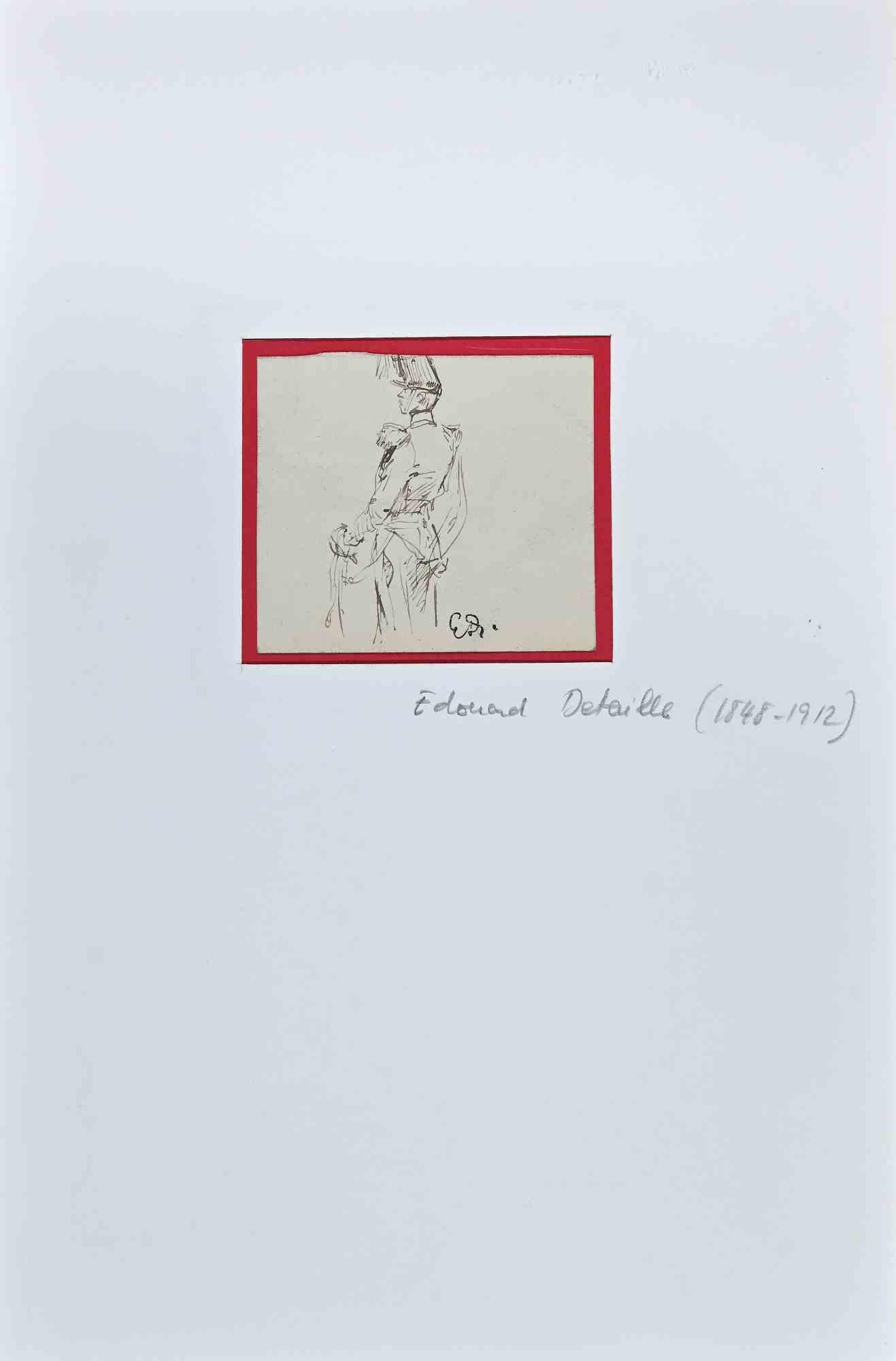 General - Original-Tintezeichnung von Edouard Detaille - 1900er Jahre im Angebot 1