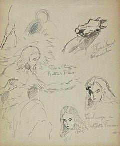 The Sketches and Portrait - Original Drawing by Norbert Meyre - Mid-20th Century