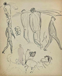 Die Skizzen von Figuren - Originalzeichnung von Norbert Meyre - Mitte des 20. Jahrhunderts
