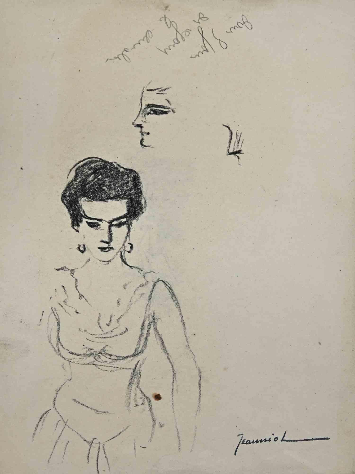 Das junge Mädchen ist eine Original-Zeichnung auf Papier des Malers Pierre Georges Jeanniot (1848-1934).

Zeichnen mit Kohle.

Handsigniert auf der Unterseite.

Guter Zustand mit einigen Stockflecken.

Das Kunstwerk wird durch geschickte und