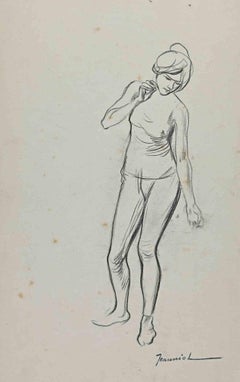 La femme en position de pose - Dessin de Pierre Georges Jeanniot - Début du XXe siècle