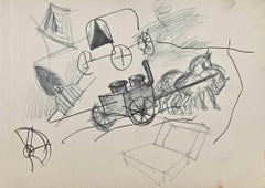 The Carriage – Bleistiftzeichnung von Norbert Meyre – Mitte des 20. Jahrhunderts