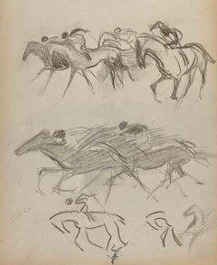 The Horse Riders - Drawing By Norbert Meyre - Mid 20th Century