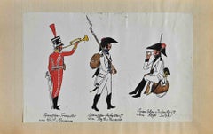 Vintage Spanish Soldiers - Original Drawing By Herbert Knotel - 1940s