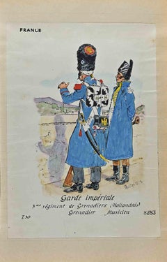 Garde Imperiale (French Army) - Original Drawing By Herbert Knotel - 1940s