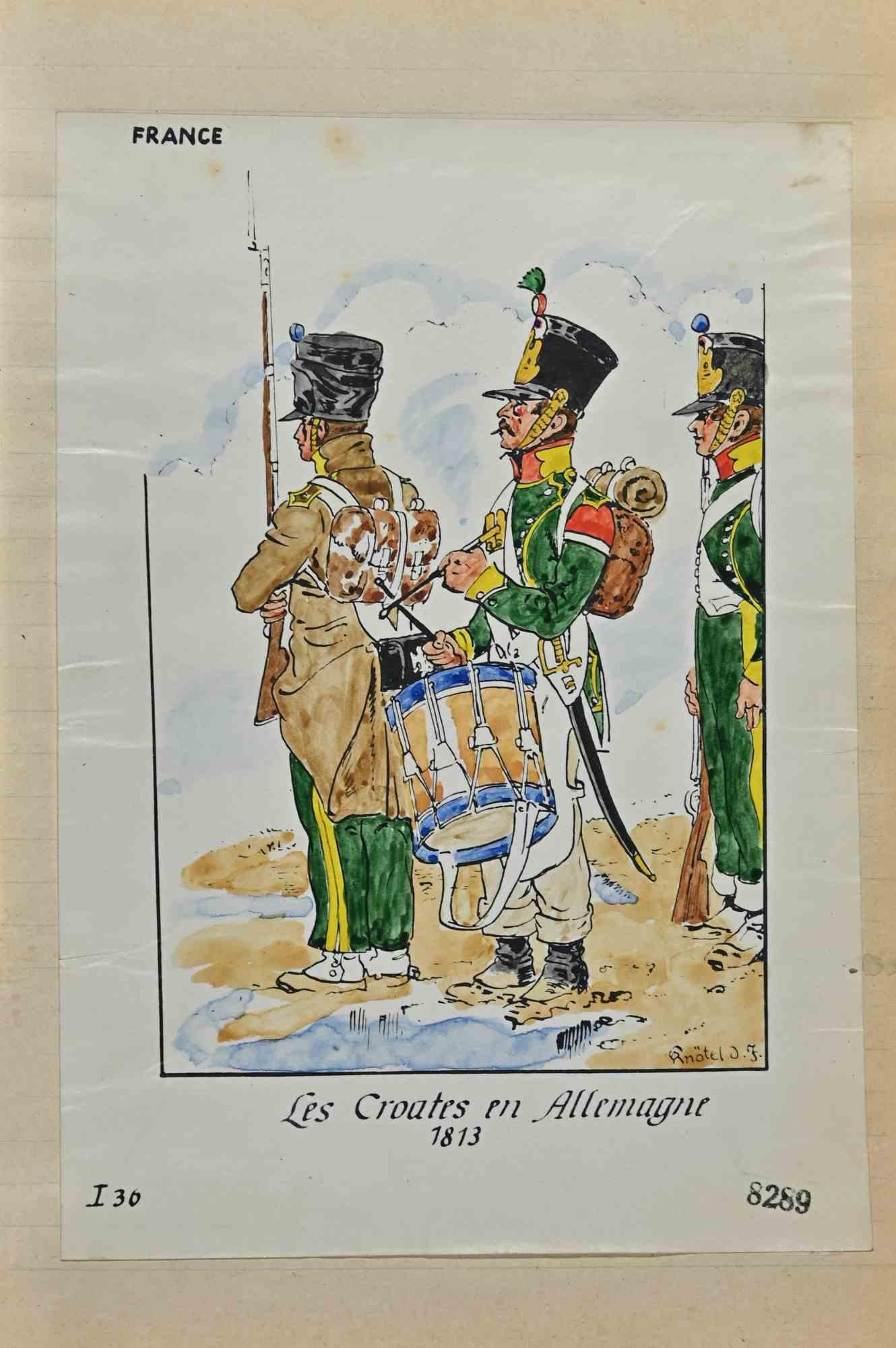 Le Croates - Original Drawing By Herbert Knotel - 1940s