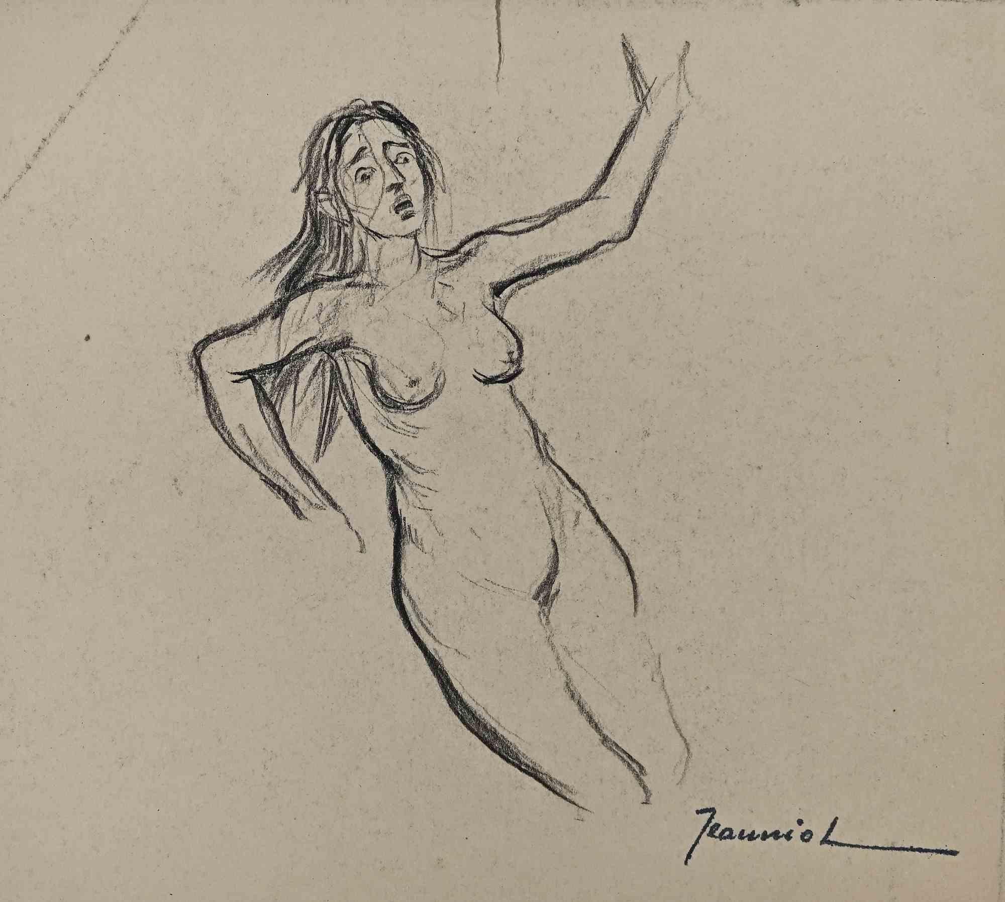 Woman - Charcoal Drawing By Pierre Georges Jeanniot - Early 20th Century