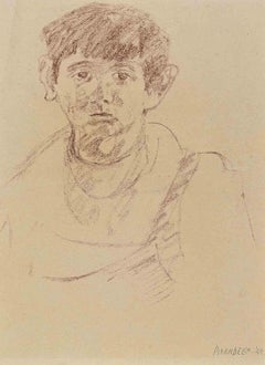 Portrait du fils de l'artiste Antonio - Sanguine sur papier de F. Pirandello - années 1930