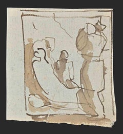 Sacred Scene - Original Drawing By Fortunato Duranti - 19th Century