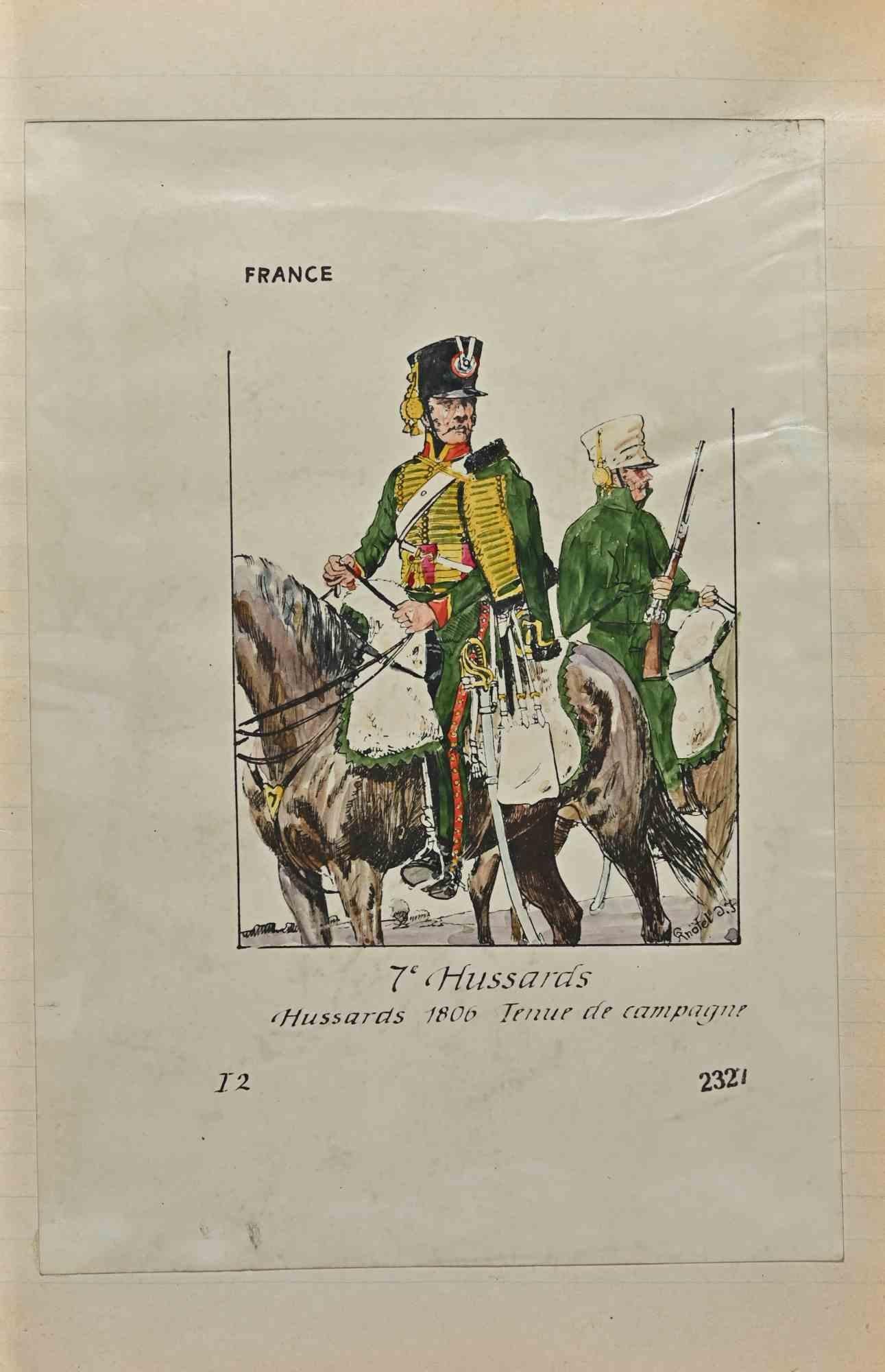 7e Hussards - Drawing By Herbert Knotel - 1940s