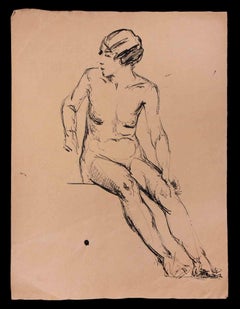 Figure féminine  - Dessin original de Jean Chapin - Années 1930