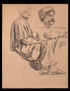 Arabischer Mann mit Hut - Originalzeichnung von Jean Chapin- 1930er Jahre