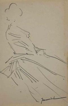 Figure - dessin original de Pierre Georges Jeanniot - début du XXe siècle