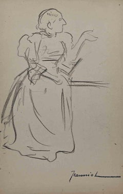 Antique Figure - Original Drawing By Pierre Georges Jeanniot - Early 20th Century