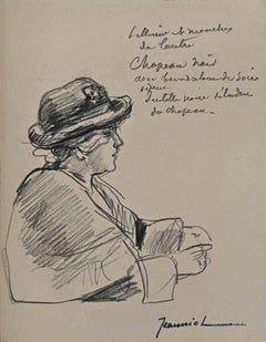 Portrait - dessin original de Pierre Georges Jeanniot - début du XXe siècle