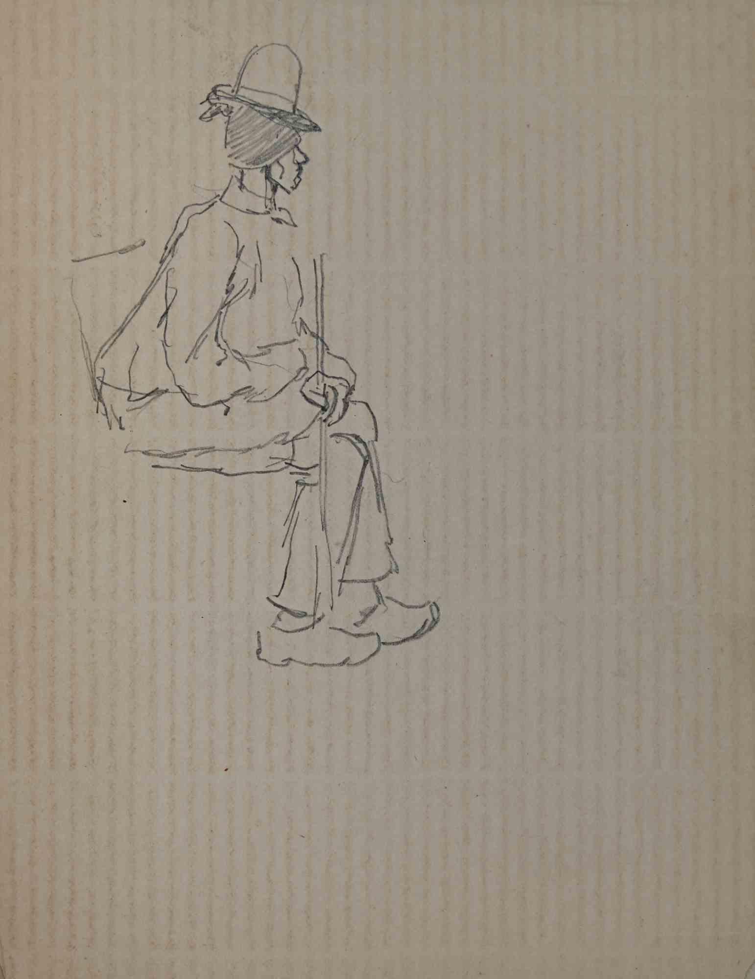 Figure - Original Drawing By Pierre Georges Jeanniot - Early 20th Century
