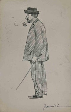 Smoker - Originalzeichnung von Pierre Georges Jeanniot - Anfang des 20. Jahrhunderts