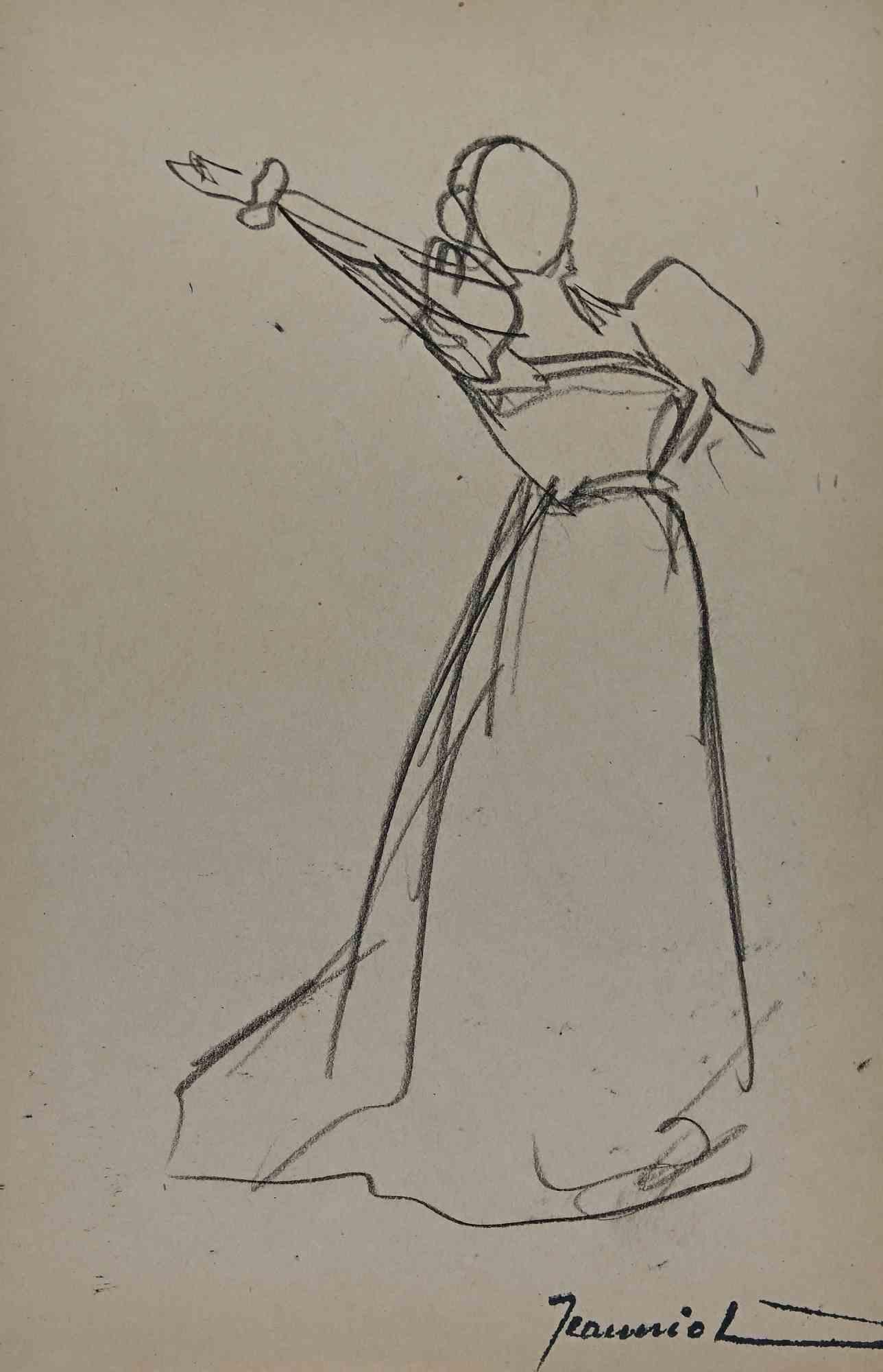 Woman - Original Drawing By Pierre Georges Jeanniot - Early 20th