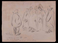Visite a l'Elysée - Original drawing by Elie Anatole Pavil - Early 20th Century