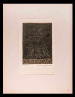 Confucio - Xilografia originale di Victor Golubew - Inizio XX secolo
