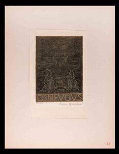 Confucius - gravure sur bois originale de Victor Golubew - Début du 20ème siècle