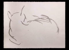 Gato dormido - Acuarela original de Giselle Halff - Mediados del siglo XX