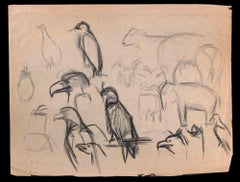 Des oiseaux - dessin original - début du XXe siècle