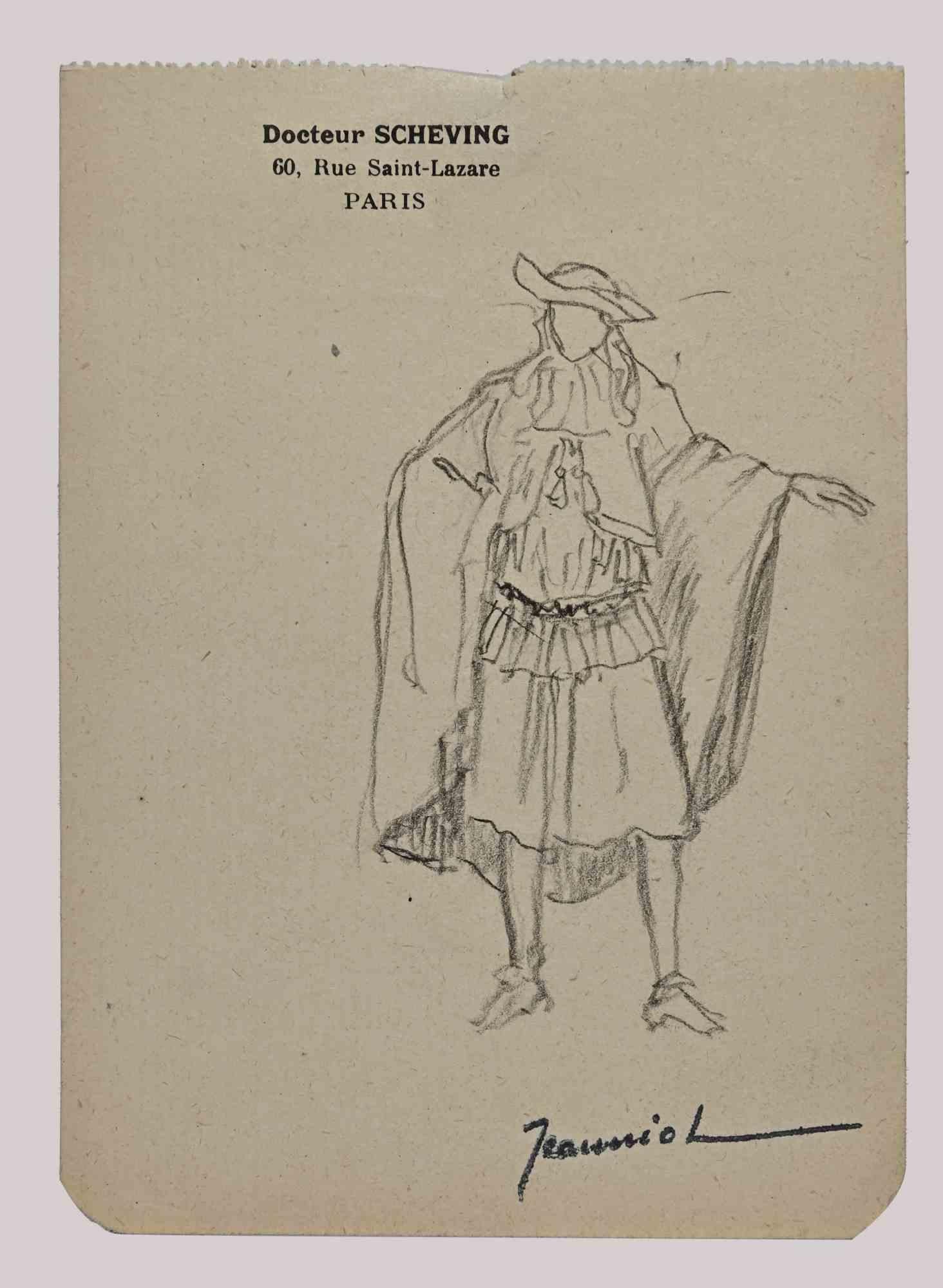Der Mensch ist eine Original-Zeichnung auf Papier des Malers Pierre Georges Jeanniot (1848-1934).

Zeichnung mit Bleistift.

Handsigniert auf der Unterseite.

Gute Bedingungen bis auf die verbrauchten Ränder.

Das Kunstwerk wird durch geschickte und