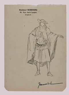 Man – Originalzeichnung von Pierre Georges Jeanniot – Anfang des 20. Jahrhunderts