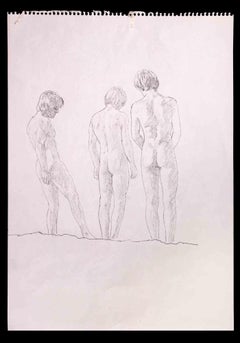 Three Boys - Original Drawing by Anthony Roaland - 1980s