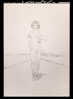 Der Läufer läuft  - Originalzeichnung von Anthony Roaland - 1980er Jahre