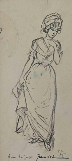 Frau – Originalzeichnung von Pierre Georges Jeanniot – Anfang des 20. Jahrhunderts