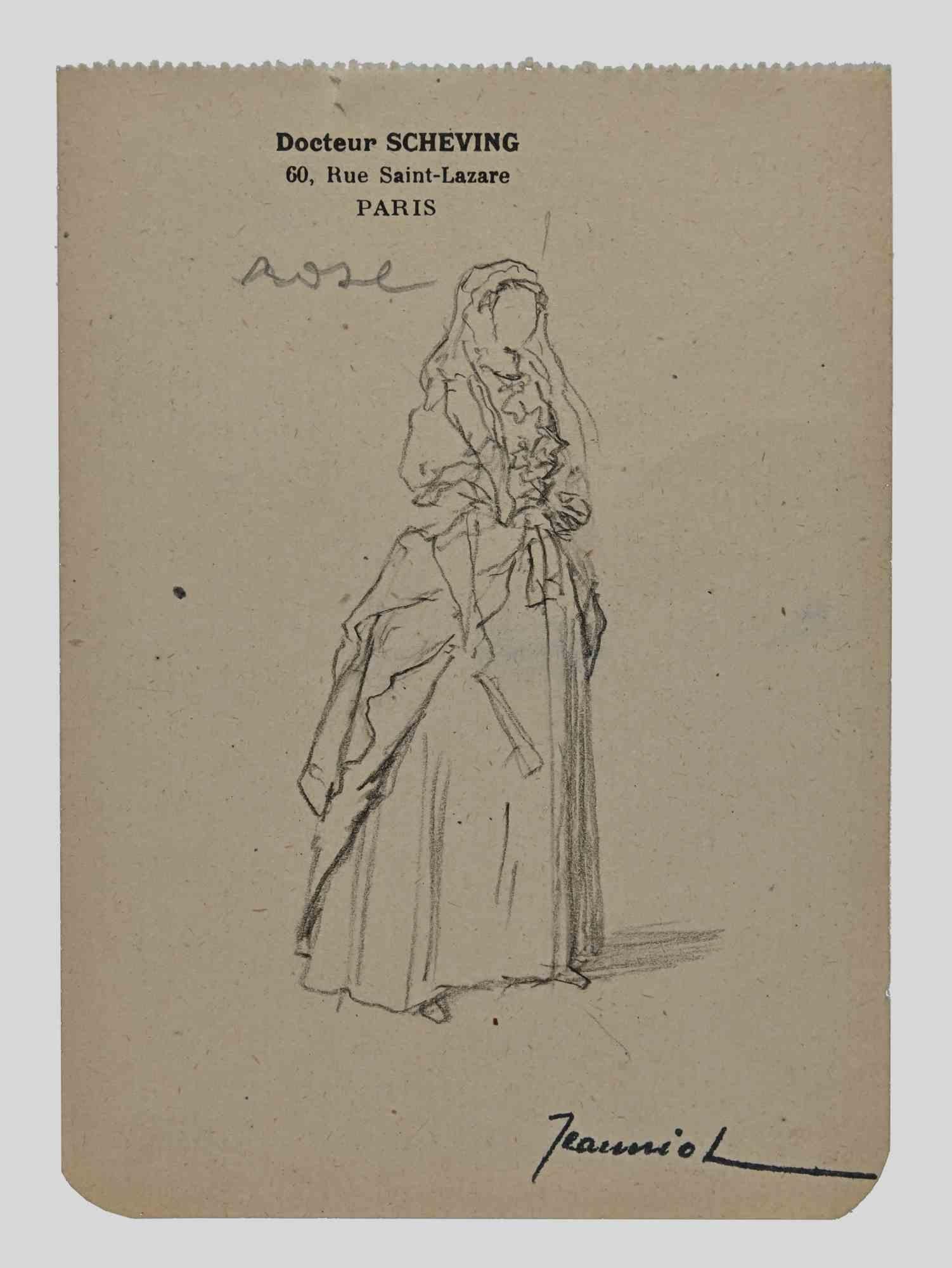 Frau ist eine Original-Zeichnung auf Papier des Malers Pierre Georges Jeanniot (1848-1934).

Zeichnen mit Bleistift.

Handsigniert auf der Unterseite.

Guter Zustand bis auf die Alterung.

Das Kunstwerk wird durch geschickte und schnelle Striche von