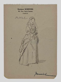 Femme - dessin original de Pierre Georges Jeanniot - Début du XXe siècle