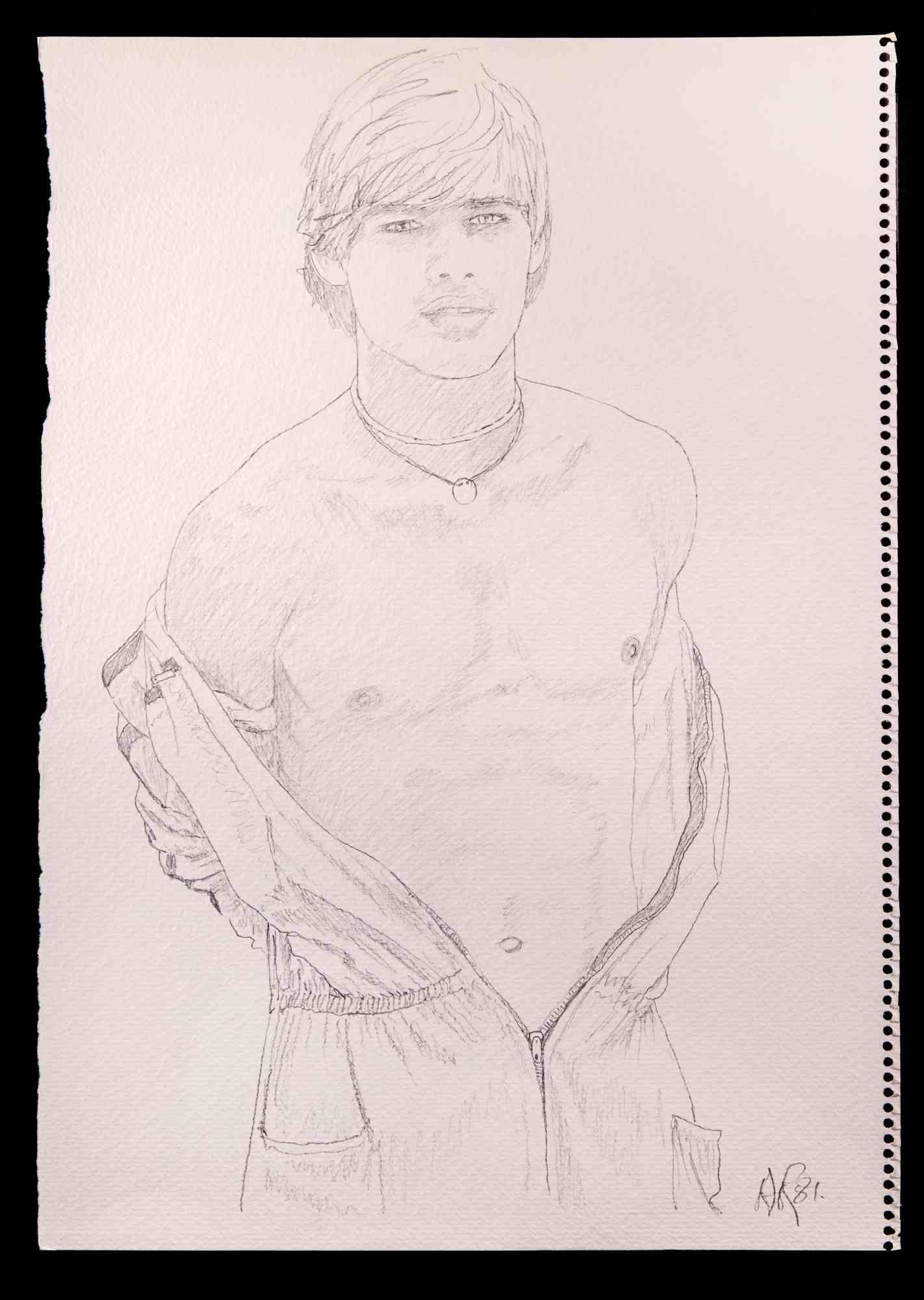 Porträt eines Jungen  ist eine Originalzeichnung mit Bleistift von Anthony Roaland aus dem Jahr 1981. Vom Künstler am unteren rechten Rand handsigniert und datiert. 

Der Künstler stellt ein zartes, schönes männliches Porträt in einem harmonischen