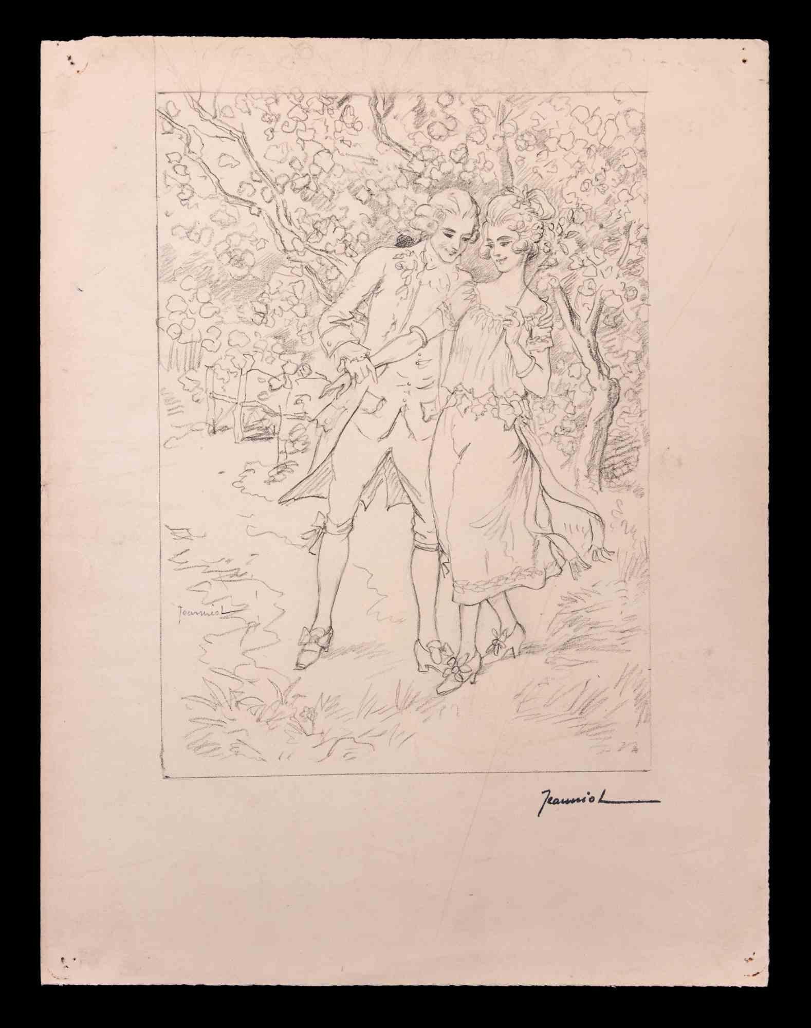Young Family is an original Drawing on paper realized by painter Pierre Georges Jeanniot (1848-1934).

Drawing in Pencil.

Hand-signed.

Good conditions.

Pierre-Georges Jeanniot (1848–1934) was a Swiss-French Impressionist painter, designer,