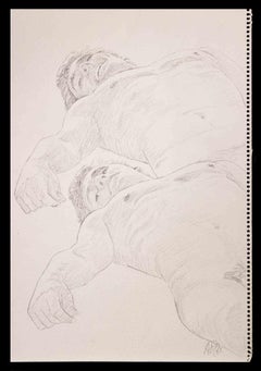 Boys Lying Down - Original Drawing by Anthony Roaland - 1981