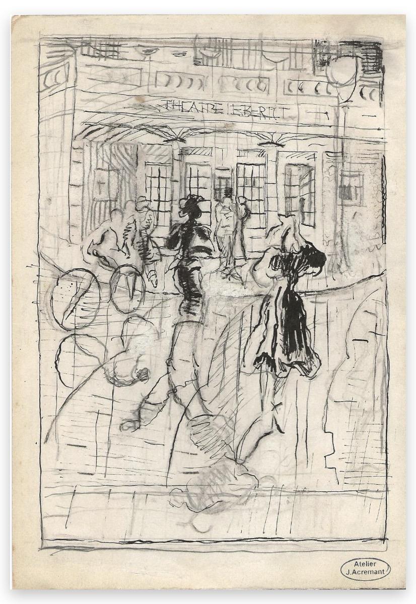 Théatre Ebert - Original Drawing by Jacques Acremant - Mid-20th Century