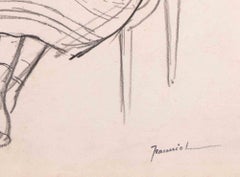 Donna a riposo - Disegno originale di Pierre Georges Jeanniot - Inizio XX secolo