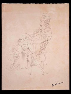 Rest - dessin original de Pierre Georges Jeanniot - début du XXe siècle