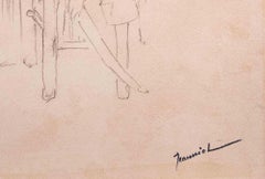 Repos - Dessin original de Pierre Georges Jeanniot - Début du 20e siècle