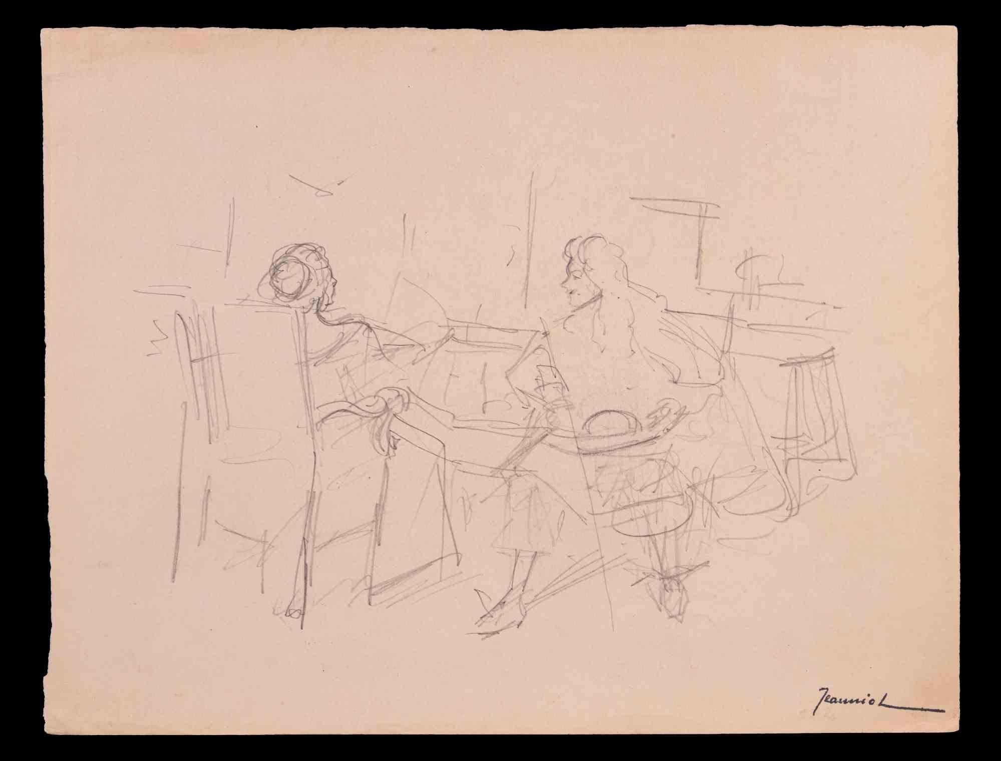 Figures - Original Drawing By Pierre Georges Jeanniot - Early 20th century