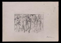 Vintage Dance Party - Original Drawing By Pierre Georges Jeanniot - Early 20th century