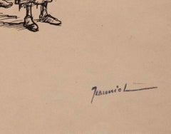 Poor Family - Original Drawing By Pierre Georges Jeanniot - Early 20th century