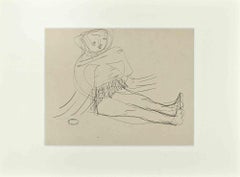 Child Doll - Original Drawing by Lucien Coutaud - Mid 20th century